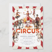 Circus & Carnaval Waterverf Verjaardag Kaart (Voorkant)