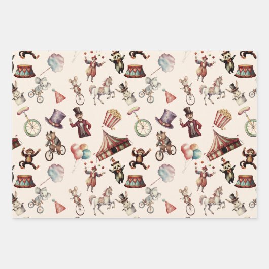 Circus Carnaval Wrapping Papier Platte Blad Set va Inpakpapier Vel (Voorkant 3)