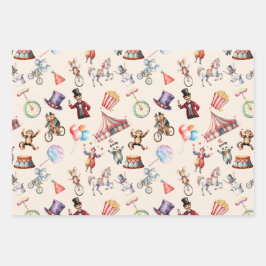 Circus Carnaval Wrapping Papier Platte Blad Set va Inpakpapier Vel