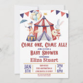 Circus Carnival Animal Red Blue Baby shower Kaart (Voorkant)
