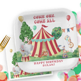 Circus Carnival Animals en Big Top Personalized Papieren Bordje
