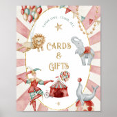 Circus Carnival Baby Shower Cards and Gifts Sign Poster (Voorkant)