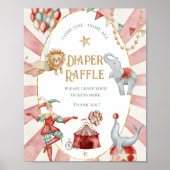 Circus Carnival Baby Shower Diaper Raffle Sign Poster (Voorkant)