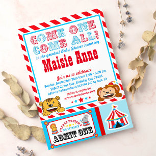 Circus Carnival Baby shower Party Invitation Kaart
