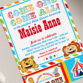 Circus Carnival Baby shower Party Invitation Kaart