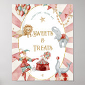 Circus Carnival Baby Shower Sweets and Treats Sign Poster (Voorkant)