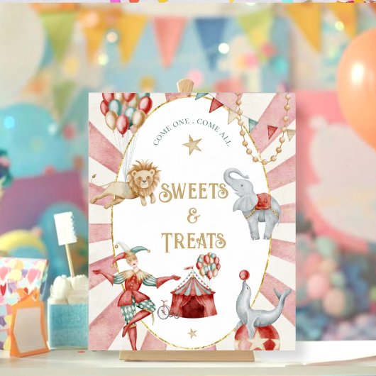 Circus Carnival Baby Shower Sweets and Treats Sign Poster