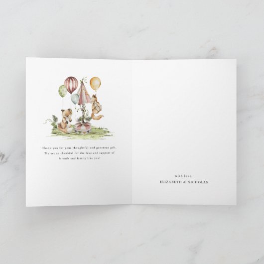 Circus Carnival | Baby shower Woodland Hartelijk d Bedankkaart (Binnen)