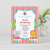 Circus Carnival Big Top Birthday Invitations Kaart (Staand voorkant)