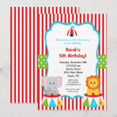 Circus Carnival Big Top Birthday Invitations Kaart (Voorkant / Achterkant)