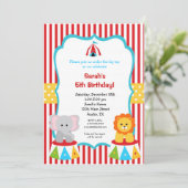 Circus Carnival Big Top Birthday Invitations Kaart (Staand voorkant)