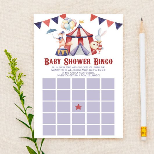 Circus Carnival Bingo Baby shower Game Briefpapier