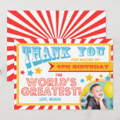 Circus Carnival Birthday Dank je wel Big Top Bedankkaart (Voorkant / Achterkant)
