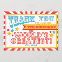 Circus Carnival Birthday Dank je wel Big Top