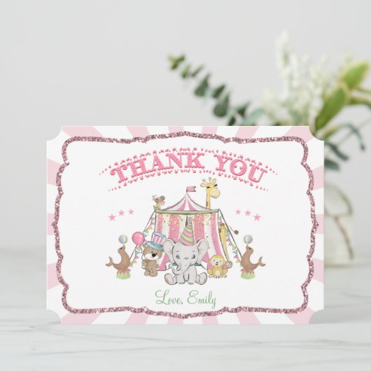 Circus Carnival Birthday Dank je wel Kaart (Staand voorkant)