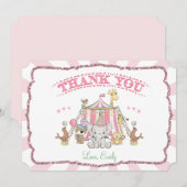 Circus Carnival Birthday Dank je wel Kaart (Voorkant / Achterkant)