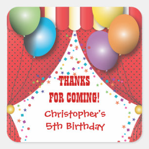 Circus Carnival Birthday Dank je wel Vierkante Sticker