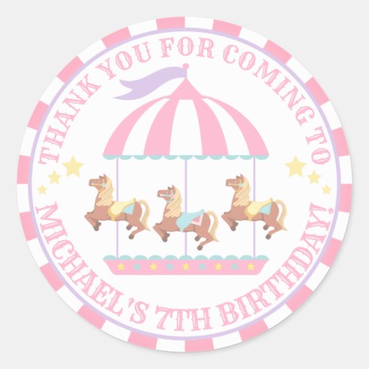 Circus carnival Birthday Dank u voor het rond labe Ronde Sticker (Voorkant)