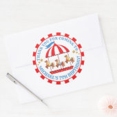 Circus carnival Birthday Dank u voor het rond labe Ronde Sticker (Envelop)