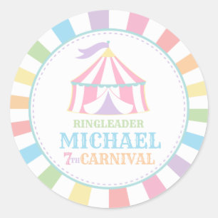 Circus carnival Birthday Dank u voor het rond labe Ronde Sticker