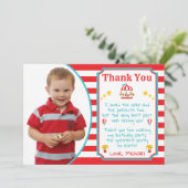 Circus Carnival Birthday Hartelijk dank, kaart met (Staand voorkant)