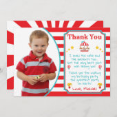 Circus Carnival Birthday Hartelijk dank, kaart met (Voorkant / Achterkant)