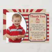 Circus Carnival Birthday Hartelijk dank, kaart met (Voorkant / Achterkant)