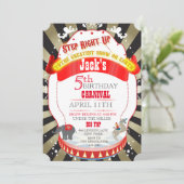  Circus Carnival Birthday Invitatie Kaart (Staand voorkant)
