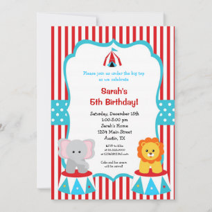 Circus Carnival Birthday Invitatie Kaart
