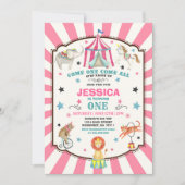Circus Carnival Birthday Invitation Circus Party Kaart (Voorkant)