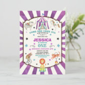 Circus Carnival Birthday Invitation Circus Party Kaart (Staand voorkant)