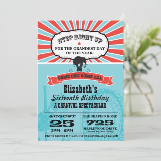 Circus Carnival Birthday Kaart (Staand voorkant)