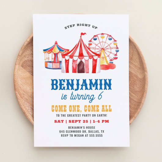 Circus Carnival Birthday Kaart