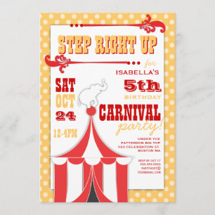 Circus Carnival Birthday Party Big Top Innodiging Kaart
