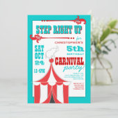 Circus Carnival Birthday Party Big Top Innodiging Kaart (Staand voorkant)