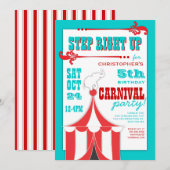 Circus Carnival Birthday Party Big Top Innodiging Kaart (Voorkant / Achterkant)