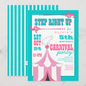 Circus Carnival Birthday Party Big Top Innodiging Kaart (Voorkant / Achterkant)