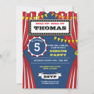 Circus carnival Birthday Party Fun Tent Invite Kaart