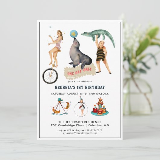  Circus Carnival Birthday Party Invitation (Staand voorkant)