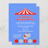 Circus Carnival Birthday Party Invitation Kaart (Voorkant / Achterkant)