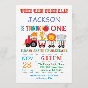 Circus Carnival Birthday Party Invitation Kaart