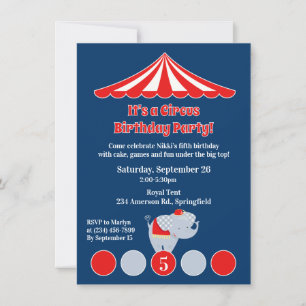 Circus Carnival Birthday Party Invitation Kaart