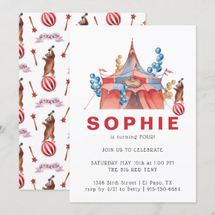 Circus Carnival Birthday Party Invitation Kaart