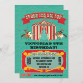 Circus Carnival Birthday Party Invitation Kaart (Voorkant / Achterkant)