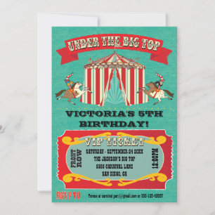 Circus Carnival Birthday Party Invitation Kaart