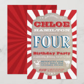 Circus Carnival Birthday Party Invitation Kaart (Voorkant / Achterkant)