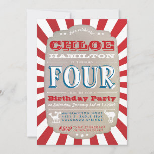 Circus Carnival Birthday Party Invitation Kaart