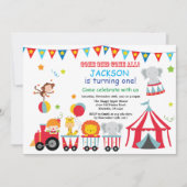 Circus Carnival Birthday Party Invitation Kaart (Voorkant)