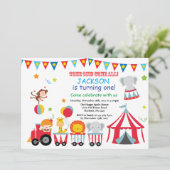 Circus Carnival Birthday Party Invitation Kaart (Staand voorkant)