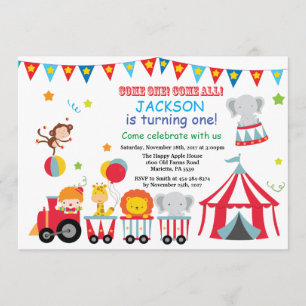 Circus Carnival Birthday Party Invitation Kaart